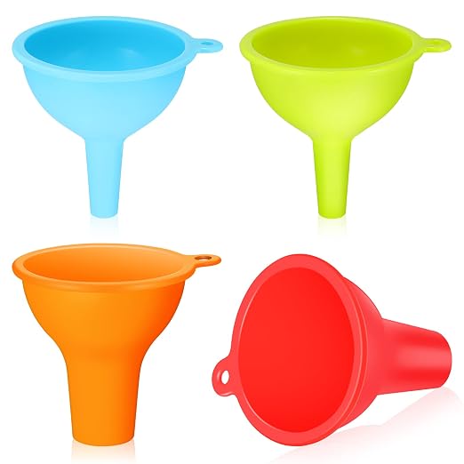 Silicone Funnels 4 Pieces Wide Mouth Funnel Small and Large Flexible Condiment by Romooa