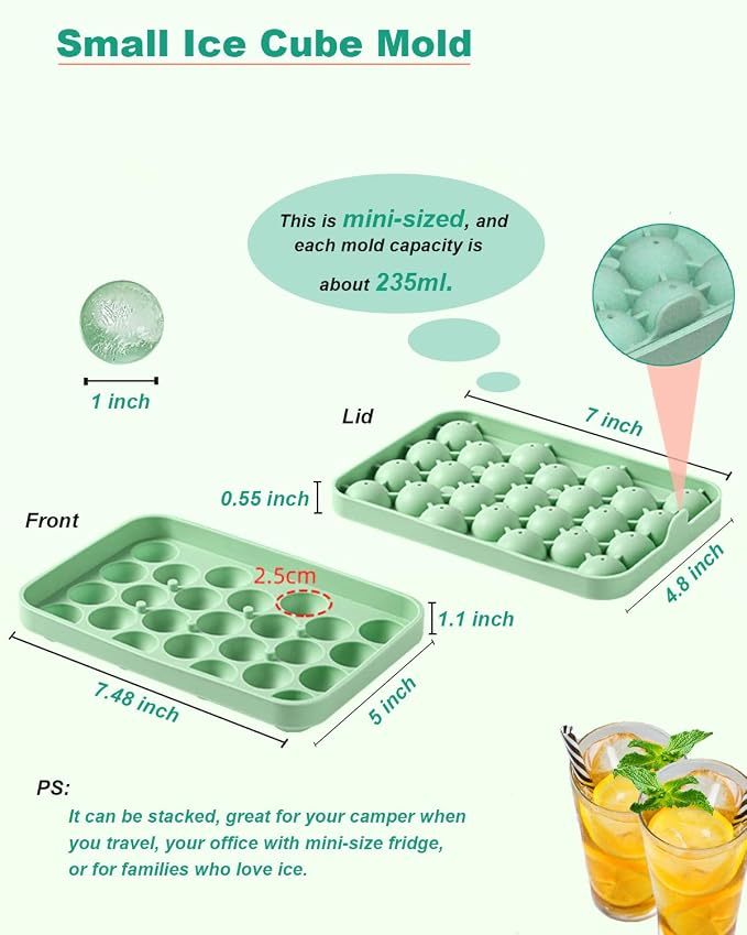 Silicone Ice Cube Molds 2 Pack, Round Ice Cube Tray Silicone - Image 4