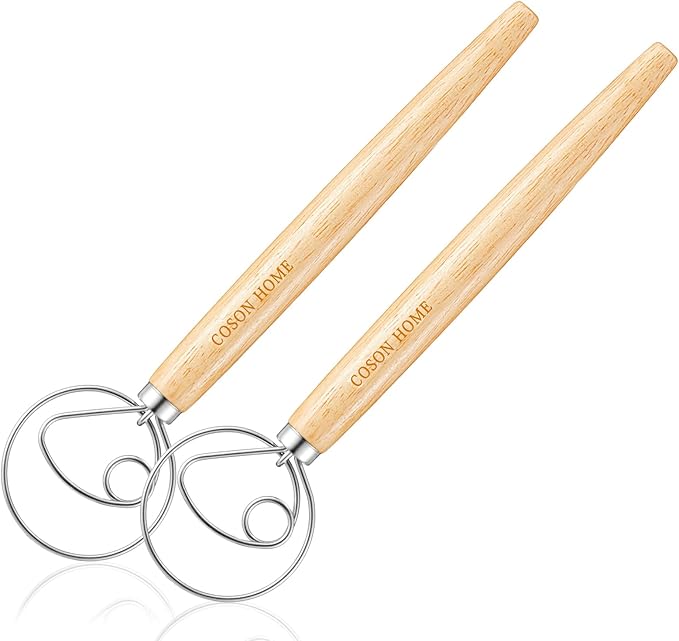 Pack of 2 Danish Dough Whisk, Kitchen Baking Flour Mixing Tool by CosonHome