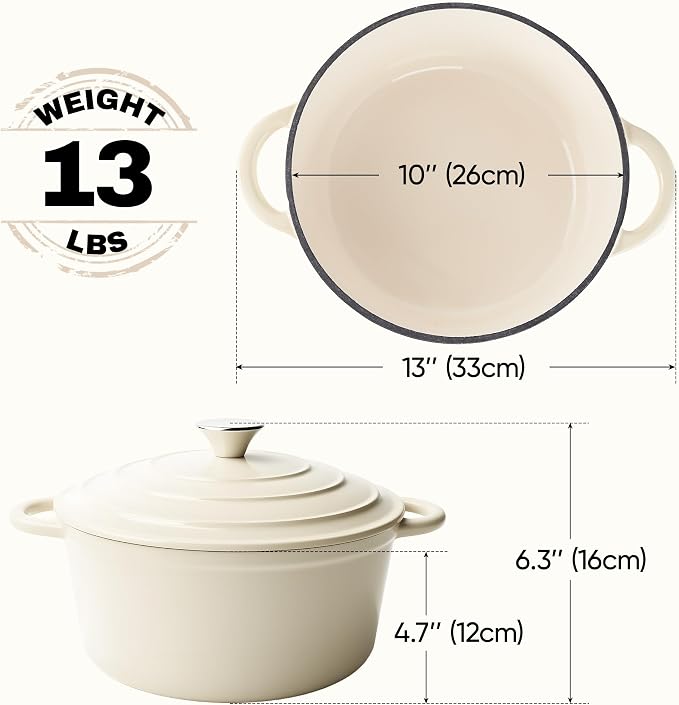 6 Quart Dutch Oven Pot with Lid, Non Stick Enameled Cast Iron Dutch Oven - Image 4