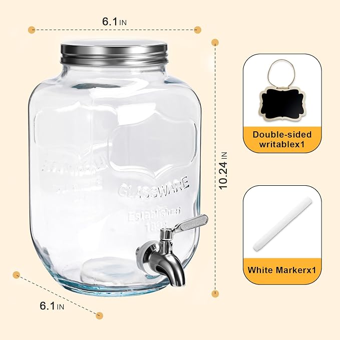 1 Gallon Glass Drink Dispensers - Image 4