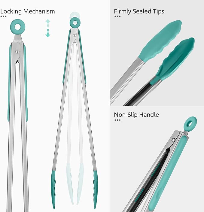600ºF Heat Resistant Kitchen Tongs: U-Taste 16 in Extra Long Large Silicone - Image 6