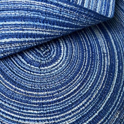 WAZAIGUR Oval Placemats Set of 4, Woven Braided, 18 x 12 Inch, Blue &