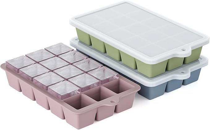 Silicone Ice Cube Tray 3 Pack, HANCELANT Ice Cube Mold, Ice Trays by HANCELANT