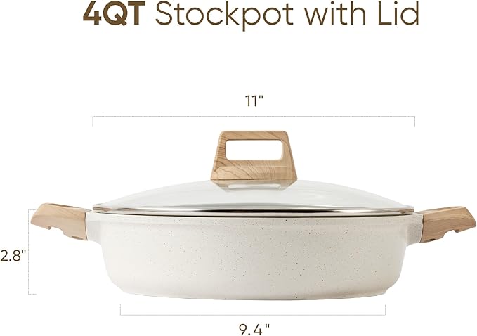 CAROTE Nonstick Stock Pot with Lid Soup Pot, 4 Quart with Lid, Casserole Super - Image 2