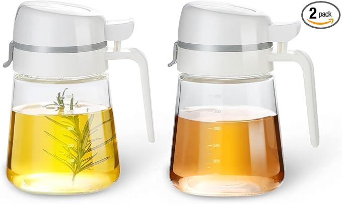 Auto Flip Olive Oil Dispenser Bottle, Glass Olive Oil Bottle, Glass Bottle by Meterga
