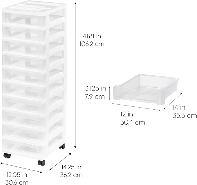 IRIS USA Plastic Drawer Storage Organizer Rolling Cart, - Image 3