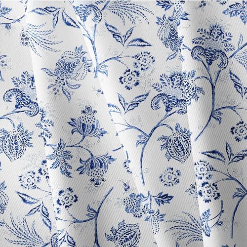 Blue Floral Oval Tablecloth 60x84 Inch, Blue and White French Country