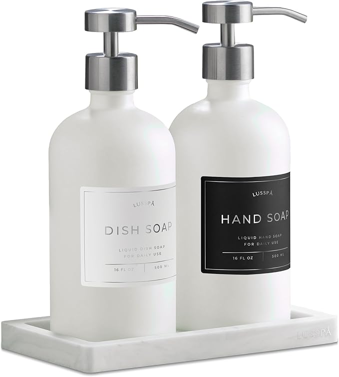 Glass Soap Dispenser Set of 2 by Unknown