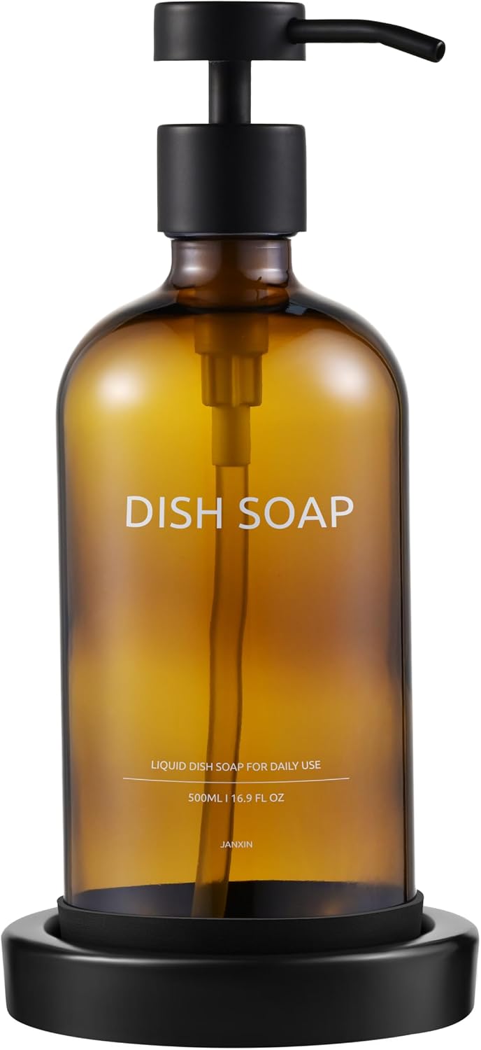 Glass Soap Dispenser Bathroom Set by Janxin, Foaming Kitchen soap