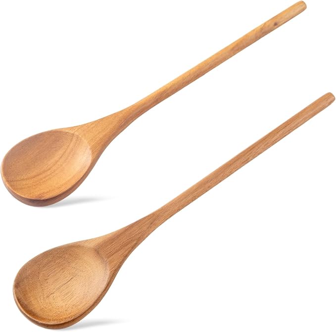 Wooden Spoonsfor Cooking2PCS, Acacia Wood Spoon 12.6" Wooden Utensils by GinSent