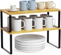 SpaceAid Cabinet Shelf Organizers 2 Pack, Kitchen Counter Rack Shelves Riser by SpaceAid
