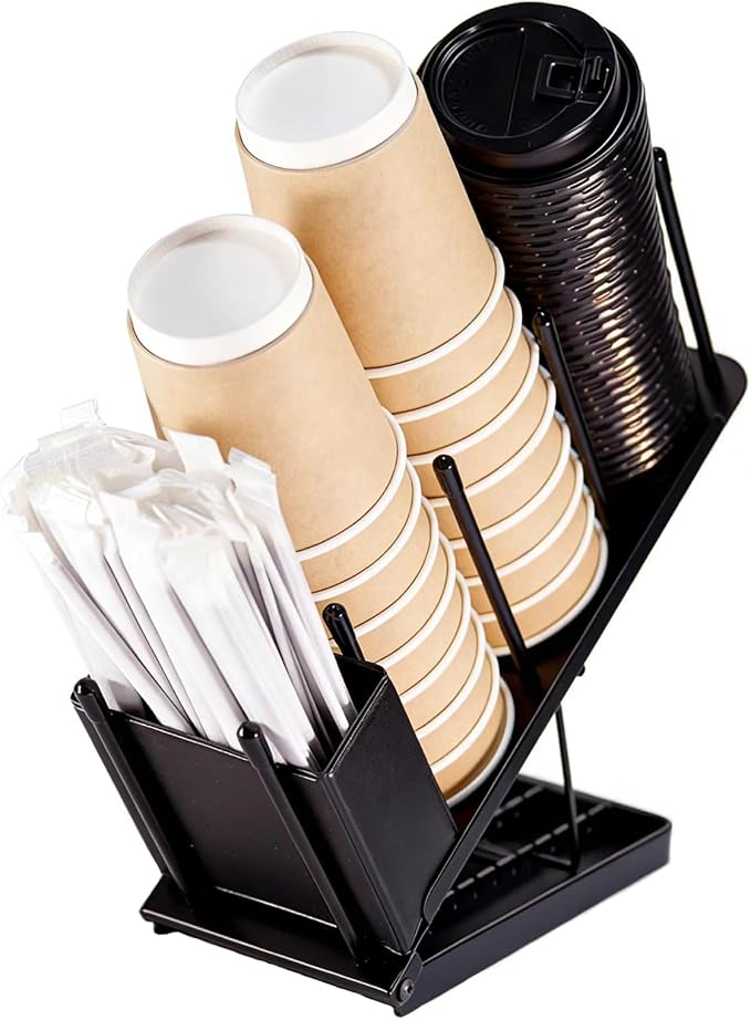 Adjustable Coffee Cup and Lid Holder, Disposable Cup Dispenser Organizer Stand by Unknown