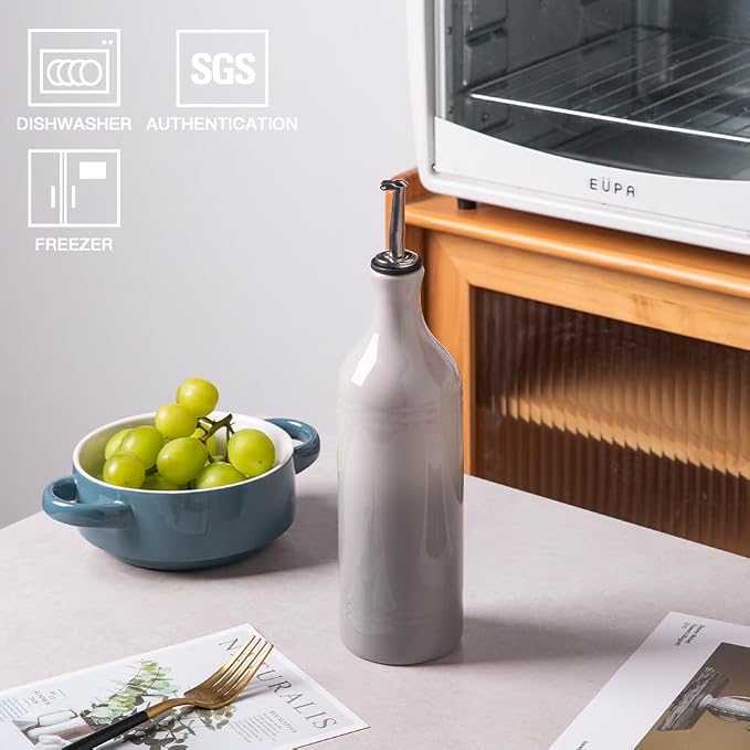 Sweejar Large Ceramic Olive Oil Dispenser Bottle, Opaque Oil Cruet Protects to - Image 2