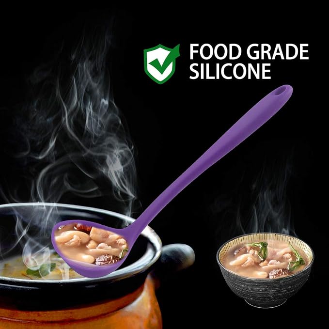 uxcell Silicone Soup Ladle Spoon 8.5 Inch Heat Resistant to 450°F One Piece - Image 7