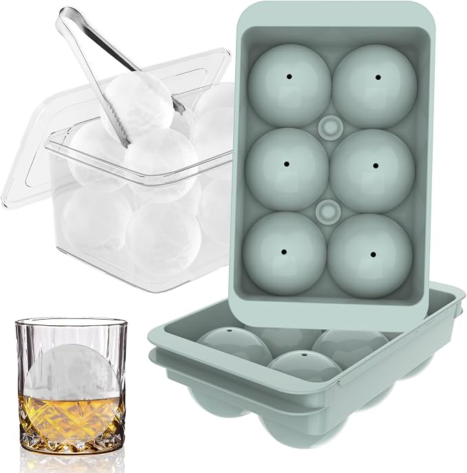 WIBIMEN Large Ice Cube Molds, Big Round Whiskey Ice Cube Trays by WIBIMEN