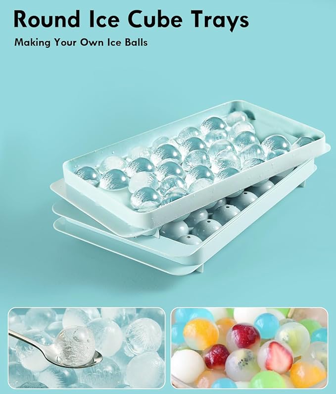 Ice Cube Tray with Lid and Bin – Round Ice Cube Trays - Image 2