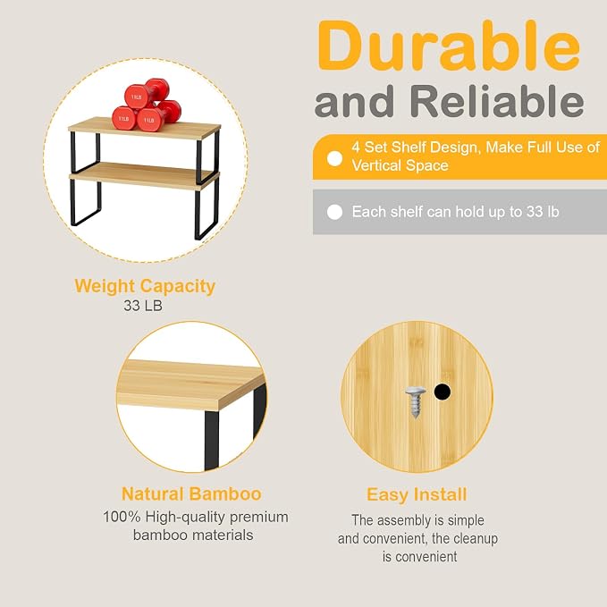 OGEMXU Cabinet Shelf Organizers, 15.7 inches Large Kitchen Counter Shelf - Image 5