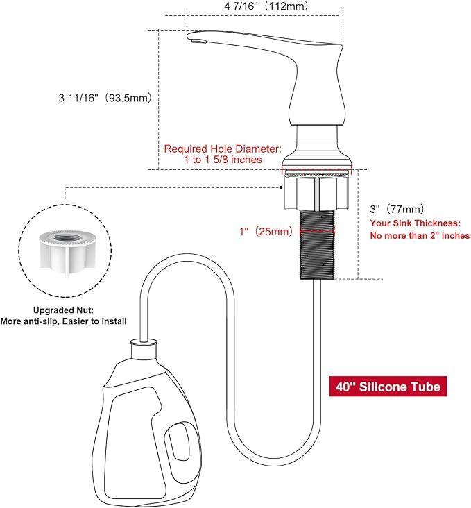 GAGALIFE Kitchen Sink Soap Dispenser Chrome, Under Sink Soap Dispenser - Image 2