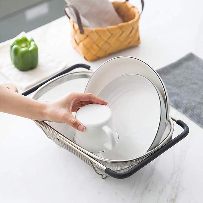 Over The Sink Stainless Steel Oval Colander - Image 8