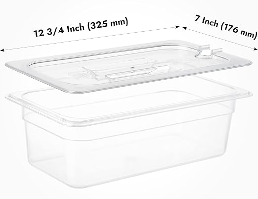 CURTA 6 Pack NSF Notched Food Pan Cover, 1/3 Size Clear Polycarbonate Lid - Image 2