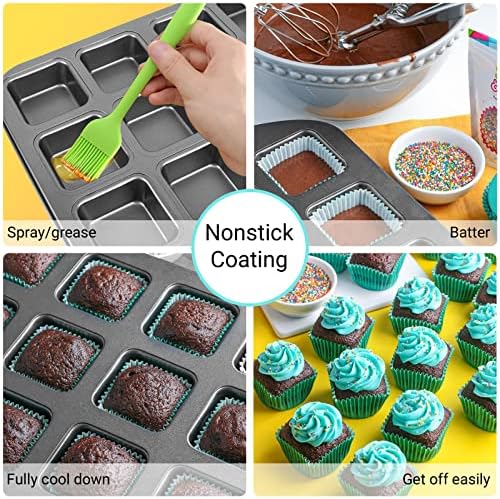 Beasea Brownie Pan with Dividers, 2 Set All Edges Square Cupcake