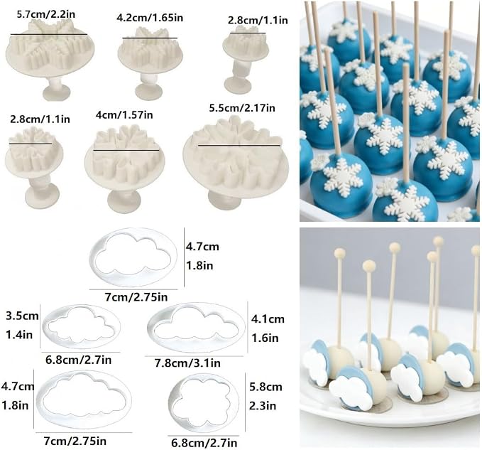 Flower Cookie Cutters, Cake Tools 44 Pcs Snowflake Cookie Cutter Cloud Fondant - Image 3