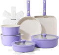 SENSARTE 17 Piece Ceramic Pots and Pans Set, Nonstick Detachable Handle Cookware by SENSARTE