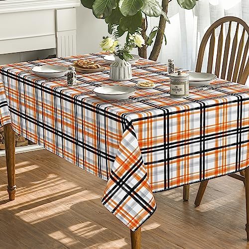 Horaldaily Halloween Tablecloth 60x84 Inch Rectangular, Fall Orange