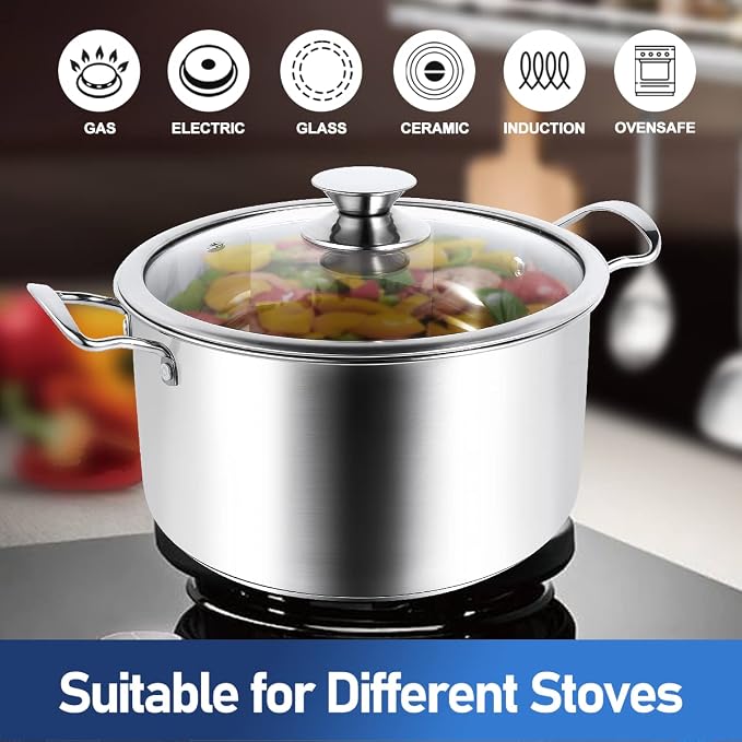 Aufranc 10-Piece Pots and Pans Set, Stainless Steel Cookware Set- Includes - Image 4