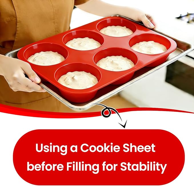CAKETIME Silicone Jumbo Muffin Pan 3 Pack 6 Cup 3.5 Inch Large Muffin Tin Non - Image 2