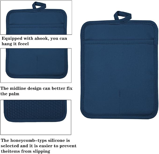 Oven Pot Holder with Pocket Cotton Heat Resistant Coaster Potholder Kitchen Hot - Image 3