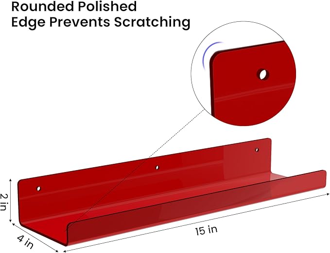 upsimples Acrylic Shelves for Wall Decor, Living Room, Floating Bookshelves for - Image 3