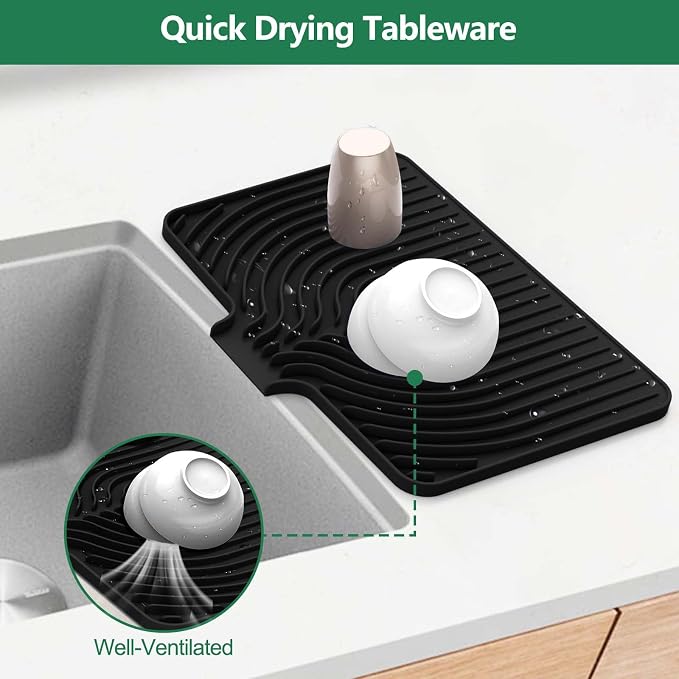 GUUKIN Silicone Dish Drying Mat, 17.7" x 11.8 " Drying Matt Kitchen Counter - Image 3