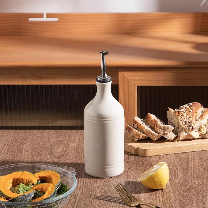 Sweejar Ceramic Olive Oil Dispenser Bottle, Opaque Oil Cruet Protects to Reduce - Image 4