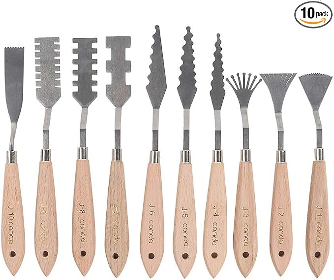 CONDA Palette Knife Set -10Pcs Stainless Steel Spatula Pallet Knife Painting by CONDA