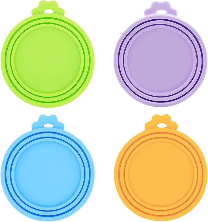 Food Can Covers/4 Pack/Universal BPA Free Silicone Dog Cat Food Tin Lids by IVIA+PET