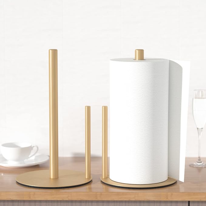 Paper Towel Holder Gold, Premium Stainless Steel Kitchen Roll Dispenser - Image 7