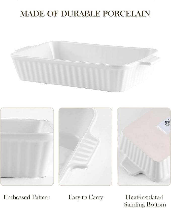 MALACASA Casserole Dishes for Oven, Porcelain Baking Dishes, Ceramic Bakeware - Image 3