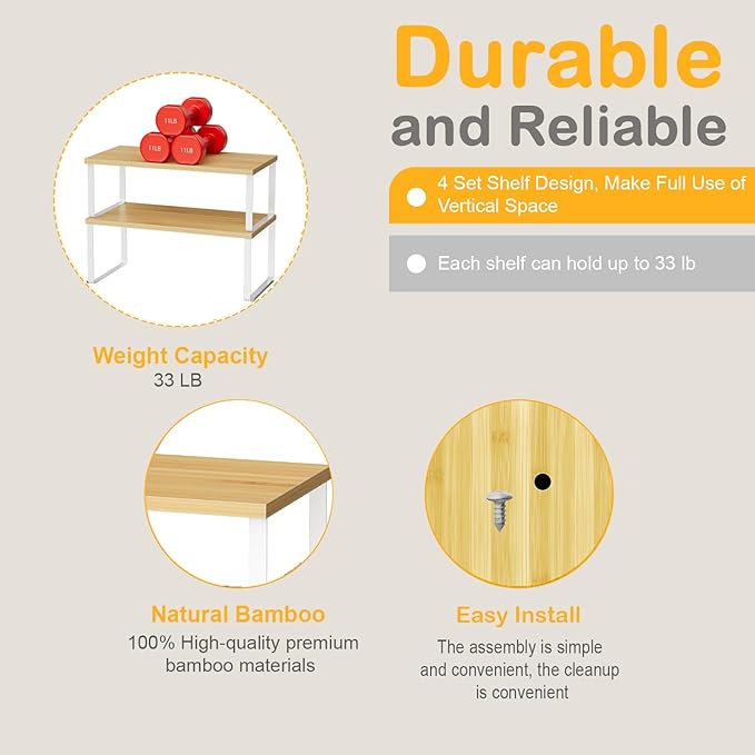 OGEMXU Cabinet Shelf Organizers, 15.7 inches Large Kitchen Counter Shelf - Image 5