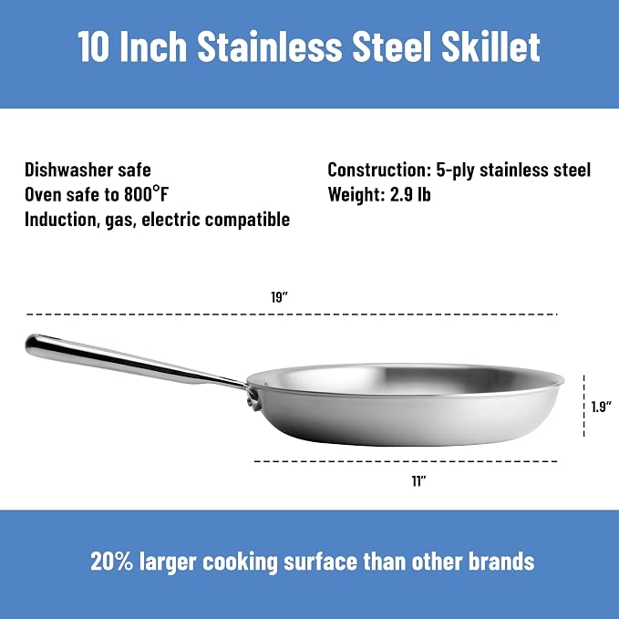 Misen 5-Ply Stainless Steel 10" Frying Pan - Image 7