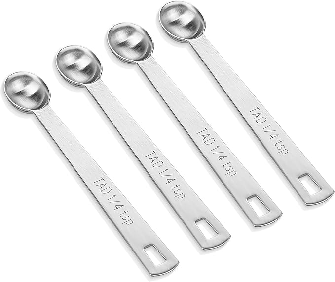 4 PCS 1/4 Teaspoon Single Measuring Spoon, Stainless Steel 1/4 Tsp Small by KALIONE