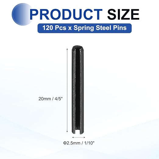 MECCANIXITY 120Pcs Slotted Split Roll Pins 1/10 Inch Dia. 1 Inch Length 65Mn - Image 2