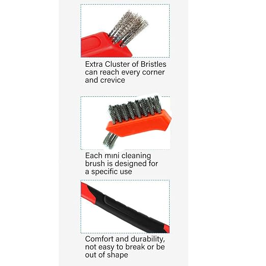 3pcs Small Stainless Steel Little Wire Brushes Set - Image 3