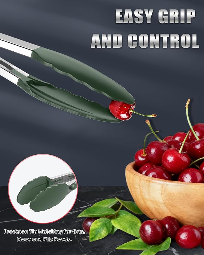 600ºF Heat Resistant Kitchen Tongs, Premium Locking Cooking Tongs - Image 6