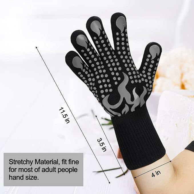 Comsmart BBQ Gloves, 1472 Degree F Heat Resistant Grilling Gloves Silicone - Image 3