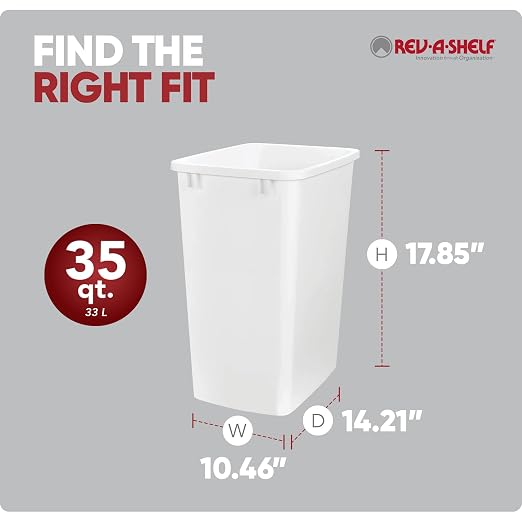 Rev-A-Shelf 2-Pack 35 Quart Polymer Replacement Trash Bin, Recycle Waste - Image 3