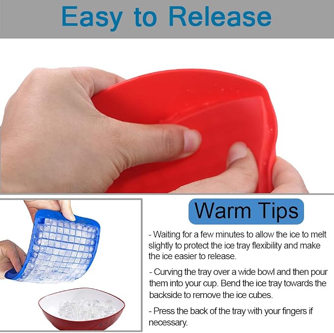 Silicone Mini Ice Cube Trays 3 Pack, 160 Crushed Ice Cube Molds Easy Release - Image 6