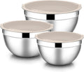 E-far Mixing Bowls with Lids, 6-Piece Stainless Steel Salad Bowls Metal Nesting by E-far