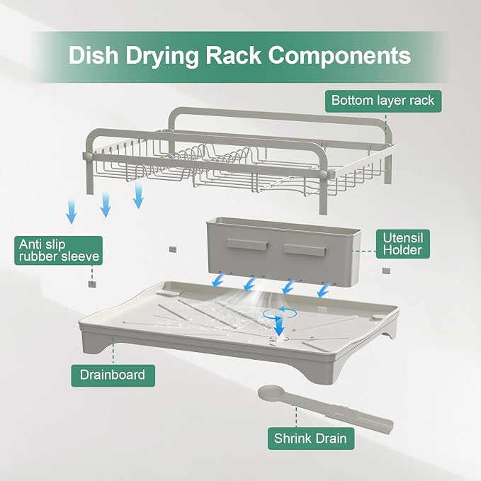 Dish Drying Rack, Dish Racks for Kitchen Counter, Metal Dish Drainer - Image 8